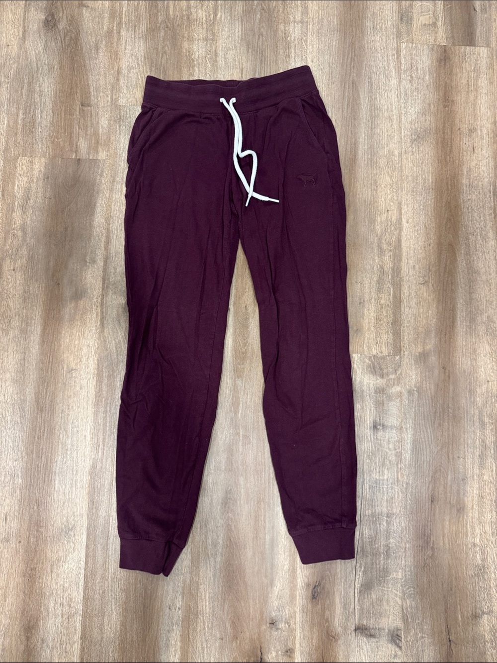 Victoria Secret Pink Burgundy Jogger Sweatpants with Drawstring